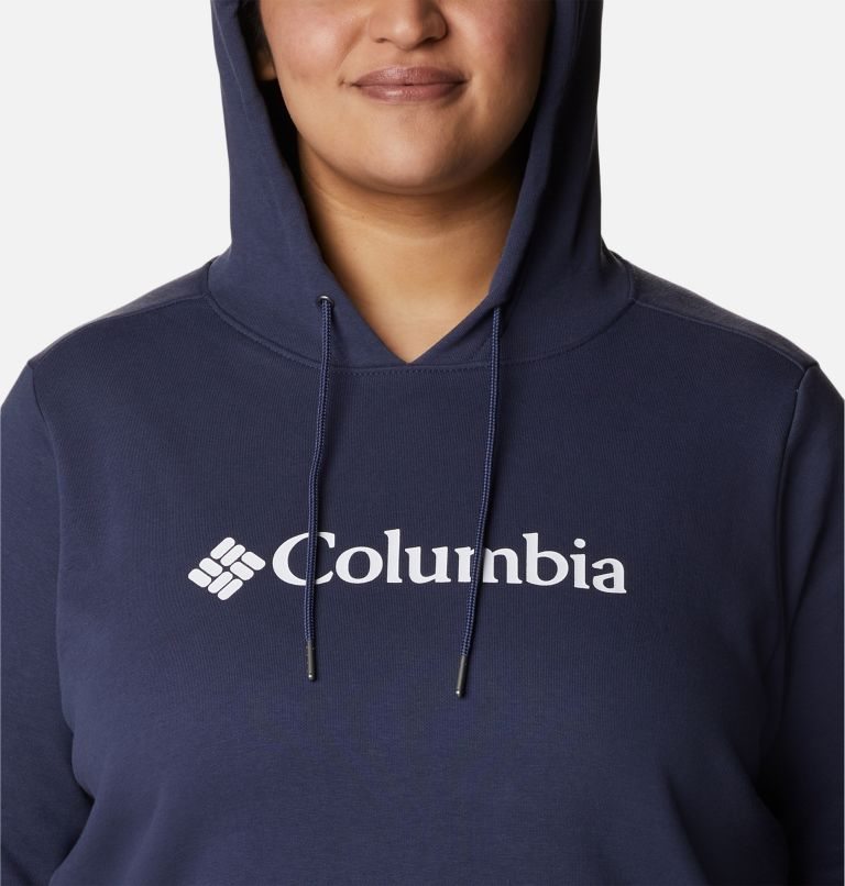 Women's Columbia Logo Hoodie Navy | Plus Size CA-F653C